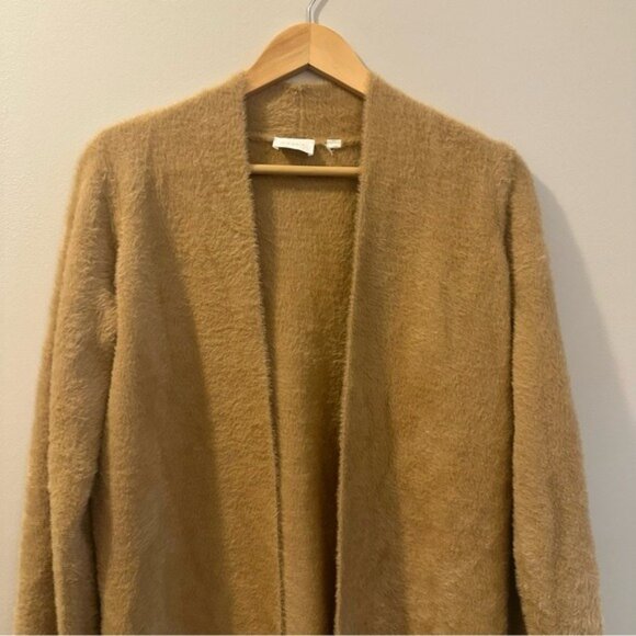 Cyrus Fuzzy Open Front Cardigan Camel Brown Cozy GrandmaCore Size M - Picture 4 of 8